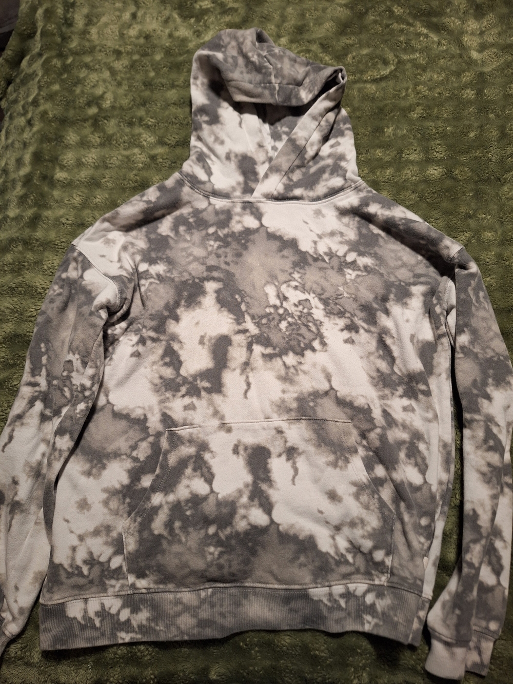 Gray and White Tie-Dye Hoodie